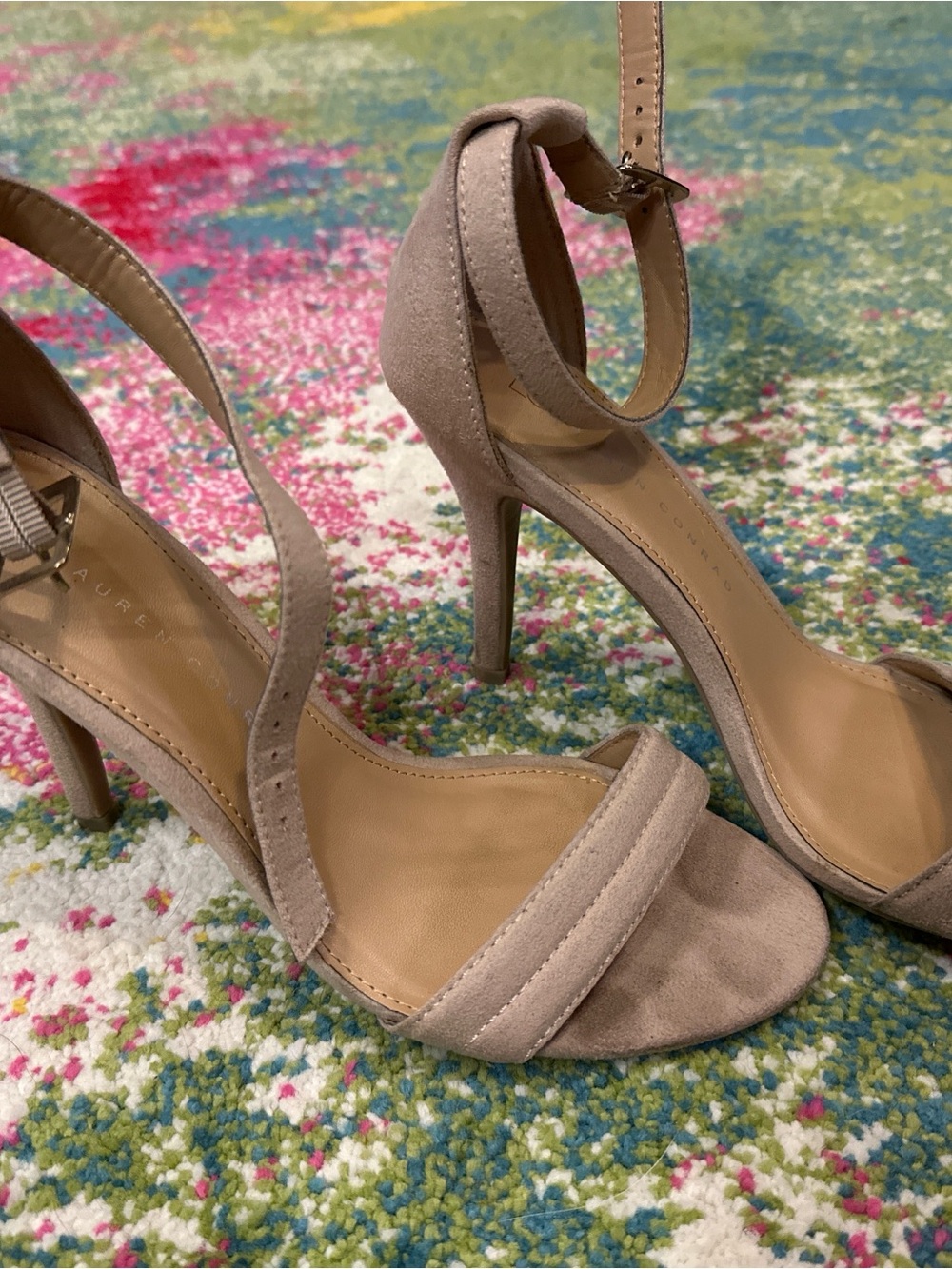 LC Lauren Conrad Soft pink Suede Ankle-Strap Heels